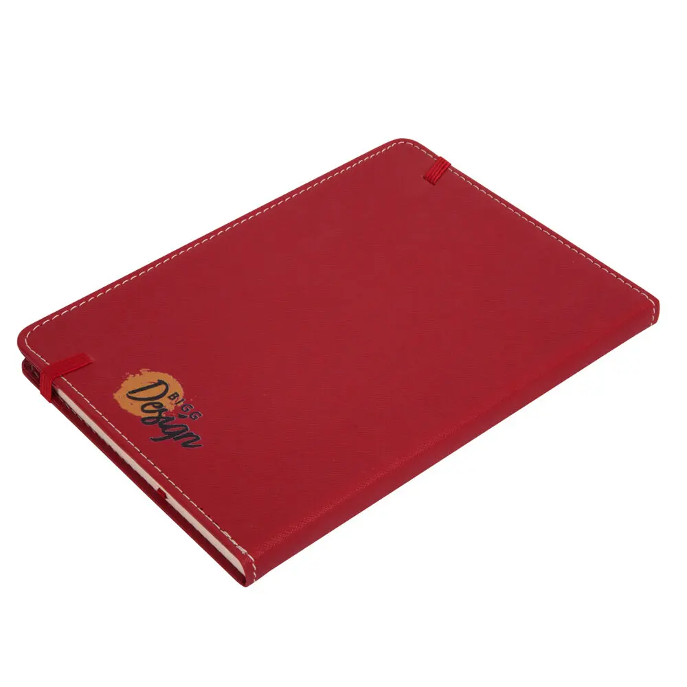 

Biggdesign Red Notepad, Hard Cover, Self Separator, Striped Undated Leaf, Pen Compartment, Roller Pen, deer Themed