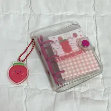 MINKYS-Mini cuaderno Kawaii de bolsillo, diario de hojas sueltas, libro de Agenda, regalo de cumpleaños, conjunto de papelería escolar coreana, 3 anillos