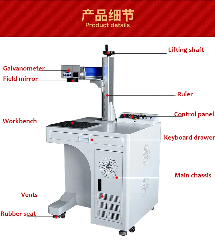

Desktop Raycus fiber laser marking machine 20W 30W 50W be used for all metal laser engraving Alphabet Number Graphic