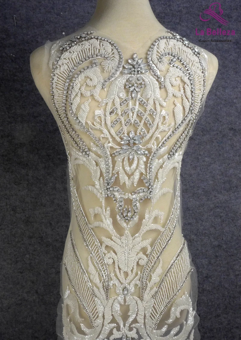 Seprice La Belleza красивый длинный предмет ручной работы, Золотые кристаллы стразы патч свадебное платье аппликация аксессуары 32X130 см - Цвет: SNPH1904WT