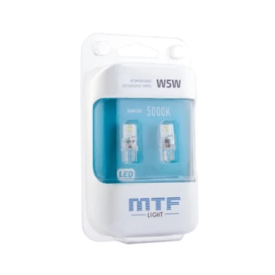Комплект из 2 х светодиодных ламп MTF Light VEGA T10 W5W 5000K 75 Лм 6 CSP светодиодов низкое