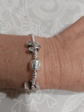 Pulsera de cadena plata de primera ley con cuenta para mujer, brazalete con abalorio, plata esterlina 925, con logotipo S925, hecho a mano