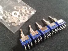 Interruptor de palanca en miniatura de un solo polo, doble tiro, ON-ON, 120VAC, 6A, 1/4 pulgadas, MTS-102 de montaje, 103, 202, 203, 5 uds.