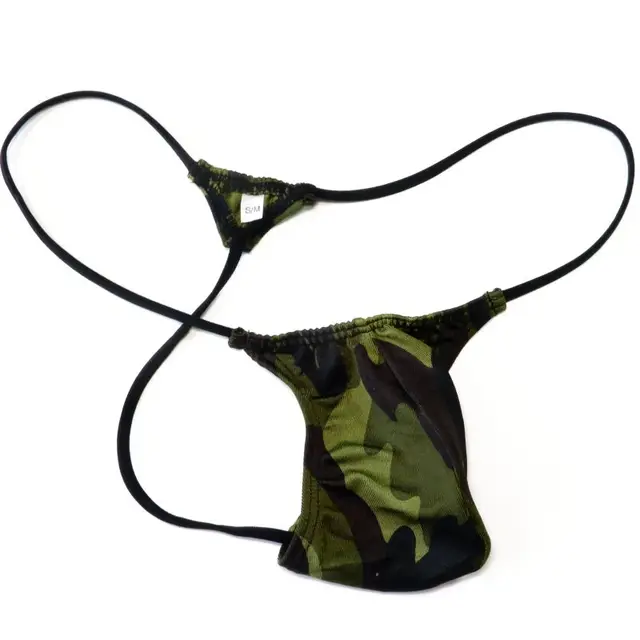 Mens G344J String Thong Front Pouch T-Back Nylon spandex Jacquard