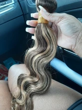 Ali Coco-mechones de pelo brasileño con degradado, extensiones de cabello humano Remy de color resaltado con cierre, P4/30