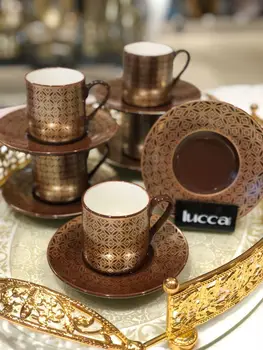 

Lucca Porcelain Amber Coffee Set For Six Person