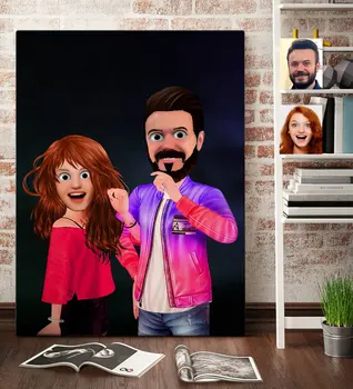 

Personalized Valentine 'S Animation Caricature Of Canvas table 70x100cm -32
