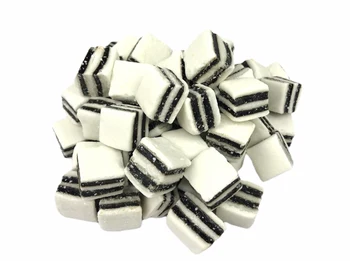 

Marmalade black and white cubes mint-licorice tangerine 100 gr.