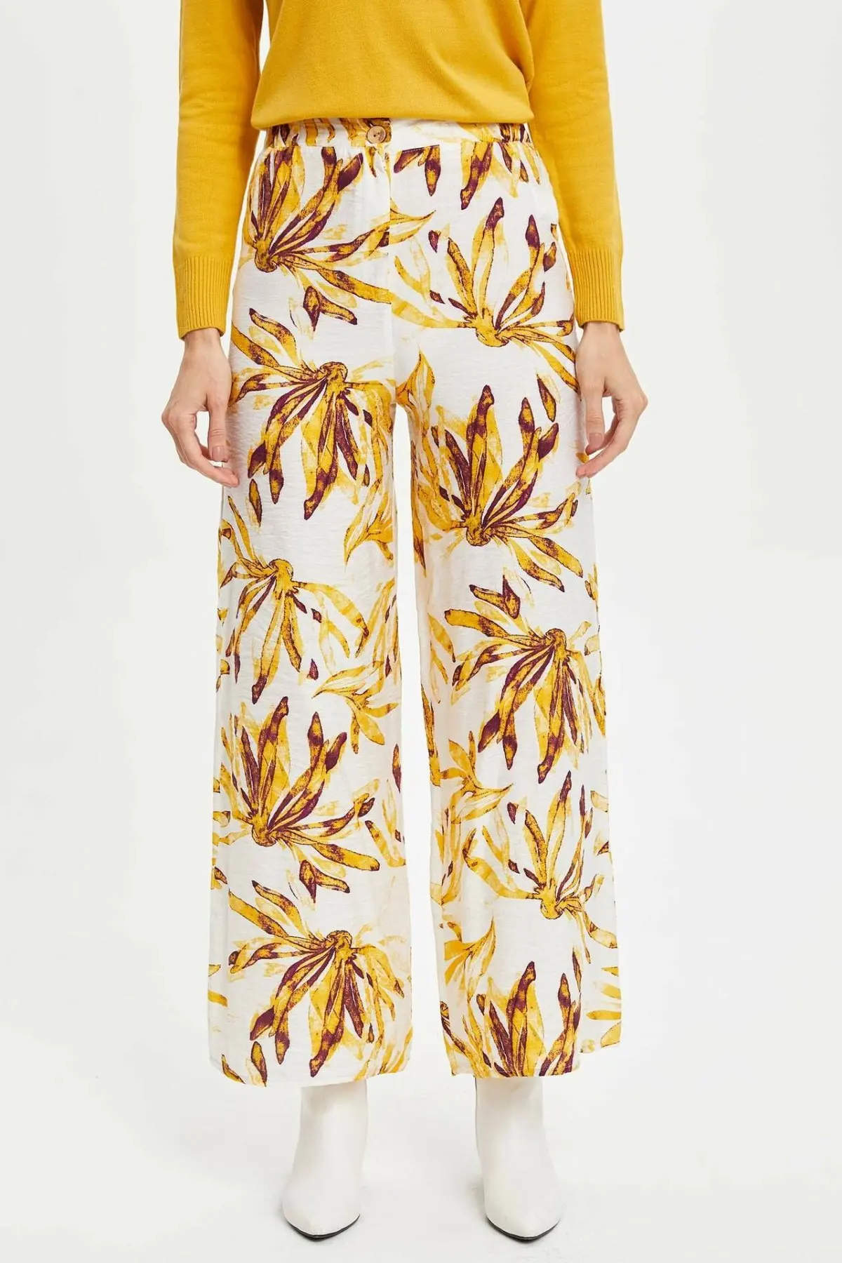 

DeFacto Fashion Woman Print Pattern Trousers Female Casual Loose Straight Long Pants Ladies Comfort Simple Bottoms - M3938AZ19AU
