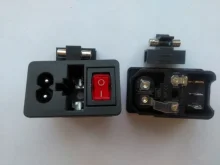 IEC320 C14 eléctrico CA zócalo 3 pin rojo LED 250V interruptor basculante 10A fusible mujer entrada macho conector de clavija 2 enchufe con pines de montaje