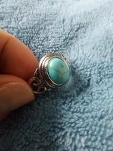 Anillo Vintage de piedra Natural antigua para mujer, joyería de regalo, anillo de dedo de turquesas azules para mujer, anillos de aniversario de bodas