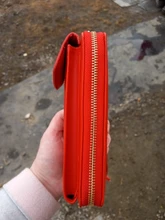 Billetera Color sólido de cuero para mujer, bolso de hombro, para teléfono móvil, billetera de cuero