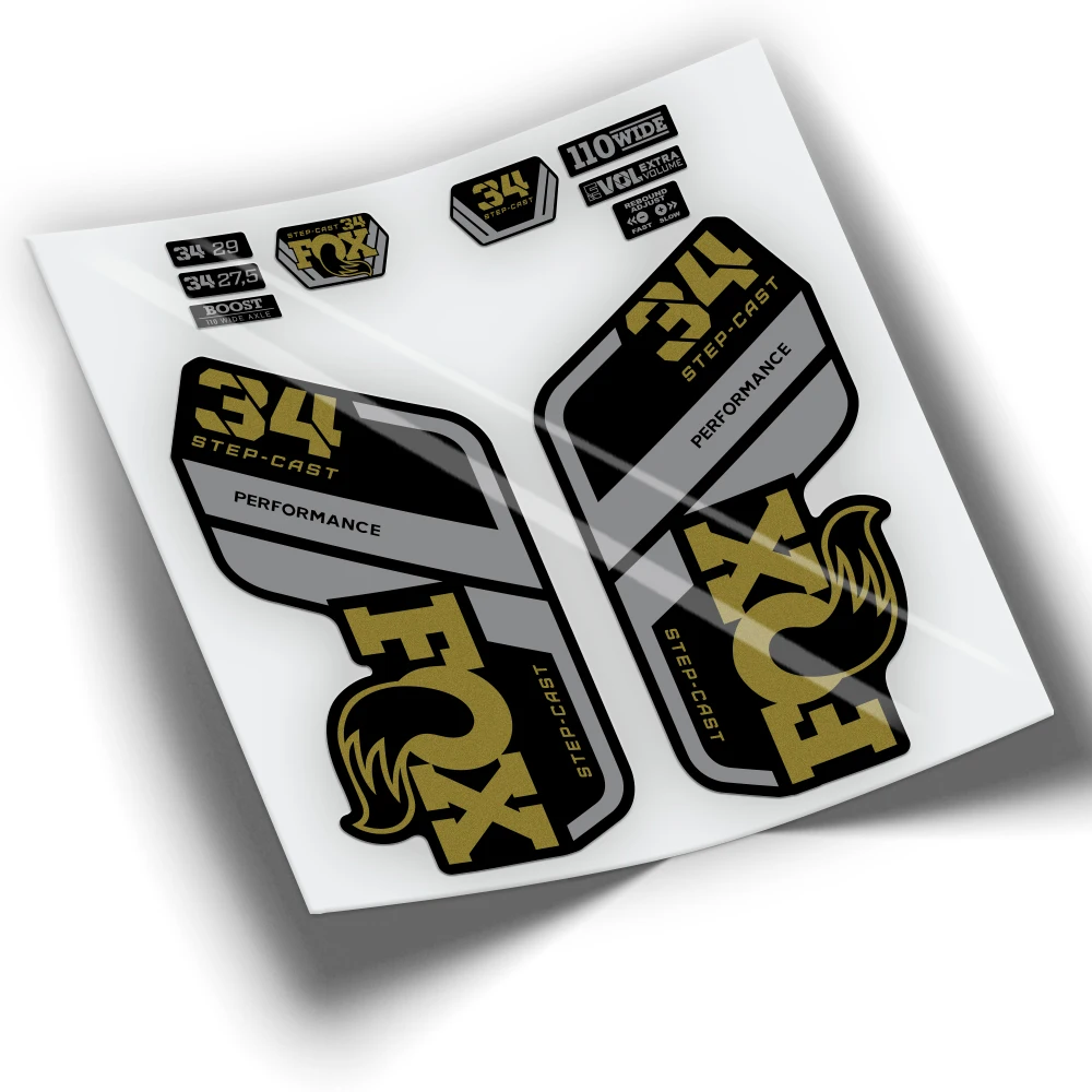 Kit Completo Di Adesivi Compatibili Per Accessori Ciclismo Fox 34 Performance Step Cast Bicolore Wp414