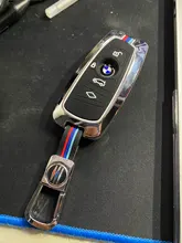 Aleación Galvanizada coche llave inteligente Fob caso de la cubierta de la piel para BMW Serie 3 4 5 320i 530i 550i F20 F21 F30 F31 F25 F01 F02 coche caso clave