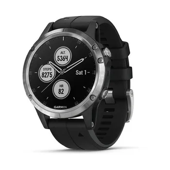 

Garmin Phoenix 5 plus silver sport watch with black strap-47mm case-multisport-frequency heart-