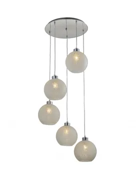 

Ceiling lamp. Pendant. LIGHT BULB E27 60W. METAL AND CRYSTAL SEMITRANSPARENT. CHROME COLOR AND CRYSTAL. Ref. 15388/5B