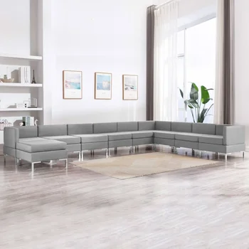 

10 PCs light gray sofa fabric sofa sets