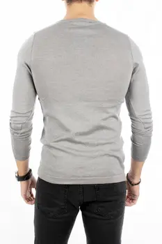 

DeepSEA Gray Large V Collar Tight Cutout Slim Knitwear Sweater 1808081