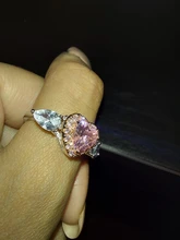 925-Silver Rings Wedding-Bijoux Marriage Propose Cubic-Zirconia-Ring Heart Pink Princess