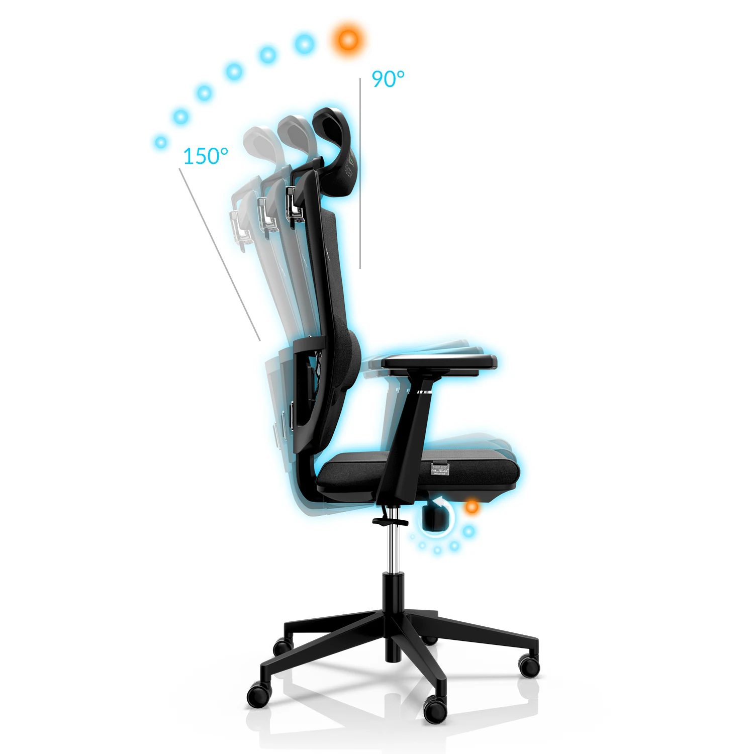 Офисное кресло KULIK SYSTEM SPACE Карамель Компьютерное кресло Облегчение и комфорт для спины 5 зон контроля позвоночника