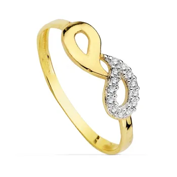 

18k solid gold ring bicolor zircons forms openwork first communion girl