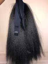Pelucas de diadema rizadas y rectas Yaki, pelo sintético liso, sin pelucas frontales de encaje para mujeres negras, hechas a máquina de Wigs16-28 pulgadas