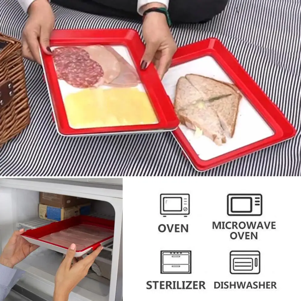  6pcs Clever Tray Creative Kitchen Items Food Container Set Food Fresh Storage Microwave Cover Food  - 4000149033158