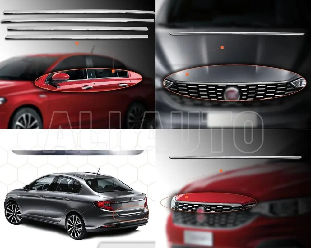 Для Fiat Tipo -Neon Sedan 2015-Up хромированные аксессуары из нержавеющей стали 7 шт. рамка