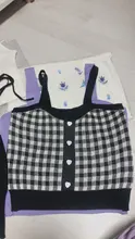 Simple Tops Camis Buttons Club Spaghetti Knitting Plaid HELIAR Sexy Women Solid Ladies
