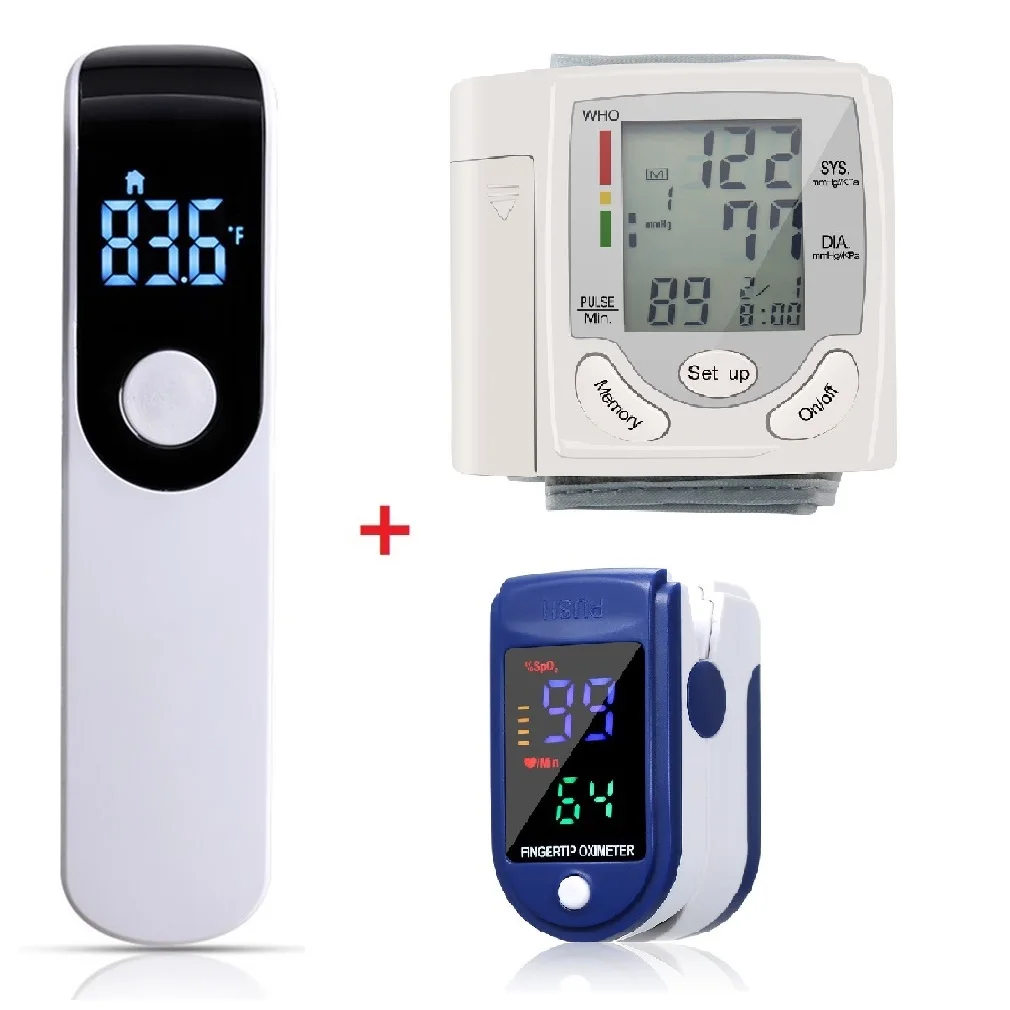 Medical Digital Wrist Blood Pressure Monitor Heart Rate Monitor Tonometer SPO2 PR Finger Pulse Oximeter Infrared Thermometer blood pressure monitor blood pressure meter finger pulse oximeter