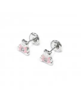

Silver earrings Baby or girl Teddy Glazed