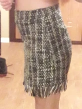 Lady Skirt Tassel Hip-Skater Vintage Plaid High-Waist Women Package Wool SK5583 In-A-Cage