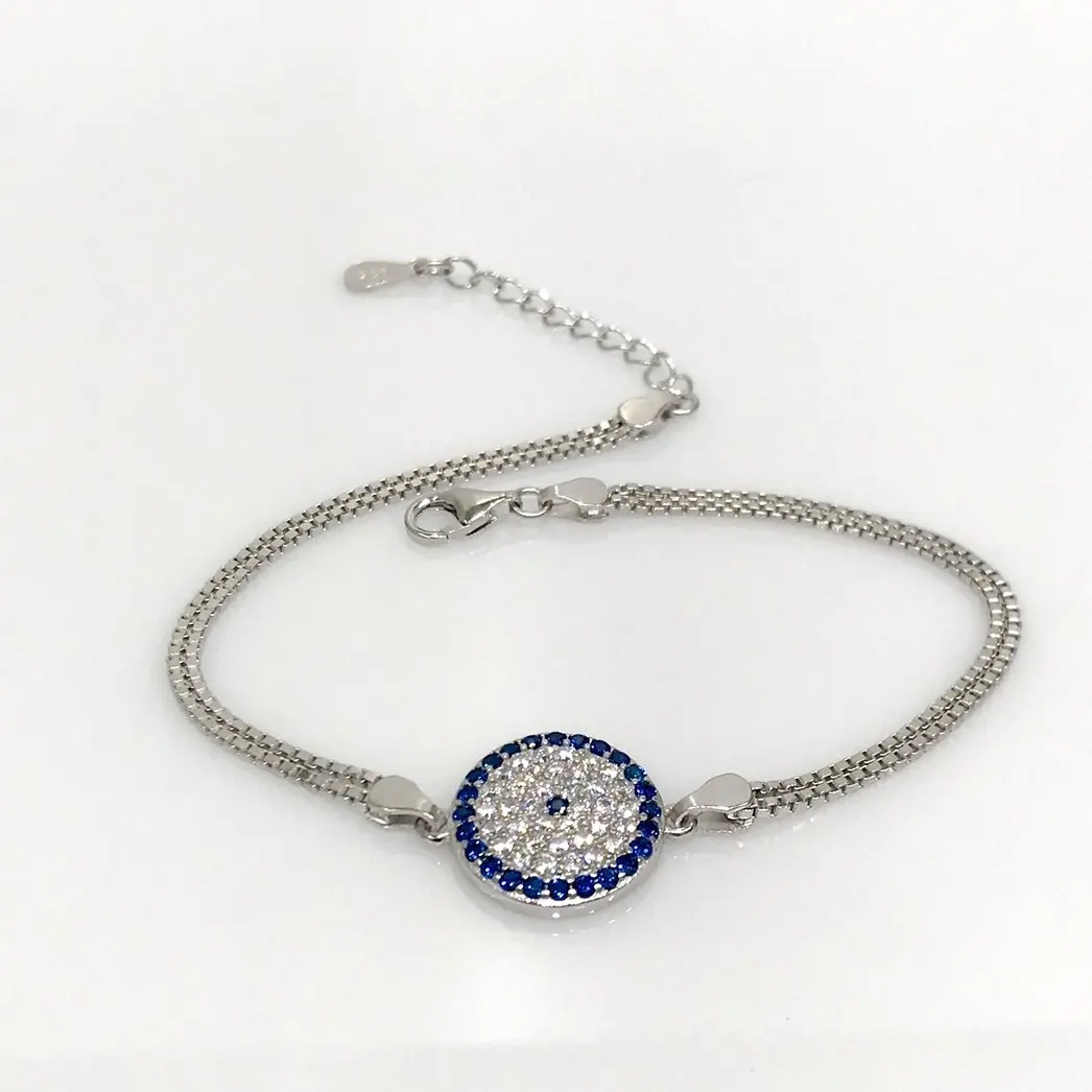 Evil Eye Beads The Genres Change Thick Chain silver bracelet