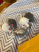 Pet-Toys Tail-Mice False-Mouse Sound Cat Real-Rabbit-Fur 5pcs Soft with for Dogs Long-Haired
