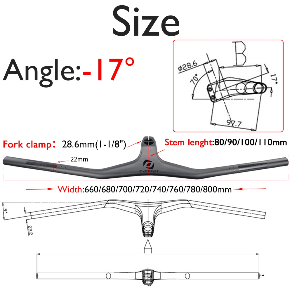 SYNCROS FRASER IC SL -17/7  70-110mm * 700-740mm   ź  MTB ڵ  ǰ FRASER IC SL  Handlebarn