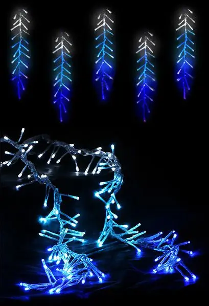 Светодиодная бахрома БЕГУЩИЙ ОГОНЬ (Cluster lights) 160 белых/небесно-голубых/синих LED
