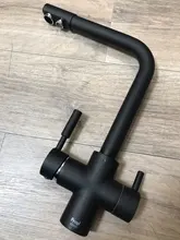 Tap Faucet-Mixer Sink Water-Purification Frap Dual-Handle Black Kitchen Rotation Letter-Design