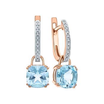 

Gold earrings with Topaz and diamonds sunlight sample 585