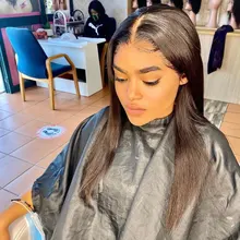 Hueso recto frente de encaje pelucas de cabello humano 8-30 pulgadas brasileño recto pelo humano del cierre del cordón pelucas para mujeres HD peluca Frontal de encaje