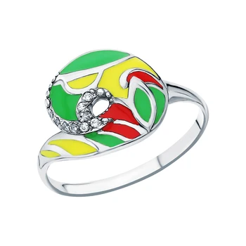 

Silver ring with enamel and cubic zirconium sunlight sample 925