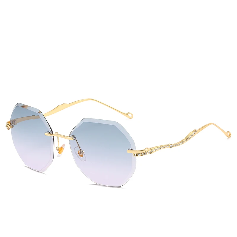 FC OPTICS Women Retro Sun Glasses Female personality rimless sungalsses UV400 - Lenses Color: Silver