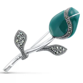 

Silver Wings brooch with marcasite and Agate in silver