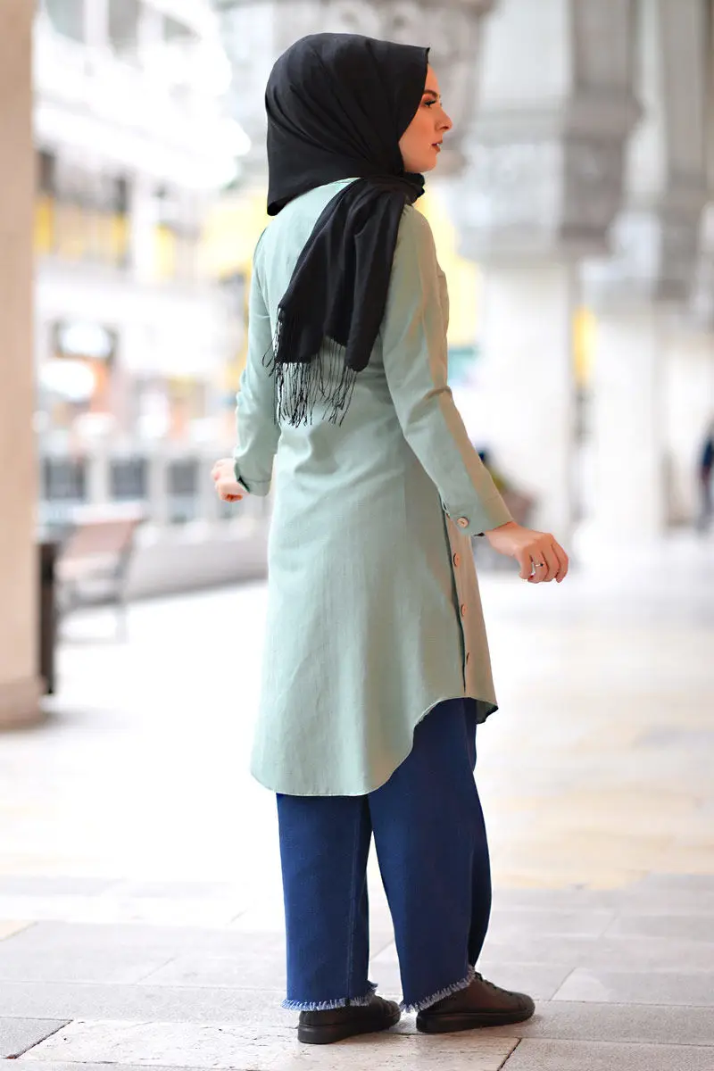 Muslim Women Long Blouse With Button