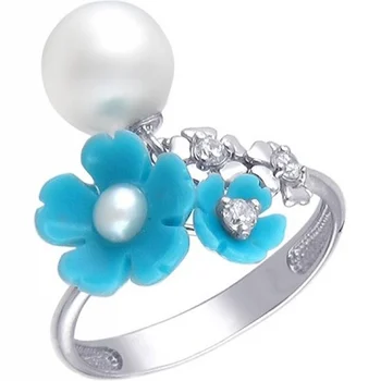 

Esthete ring with pearls, turquoise and cubic zirconia