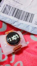 Relojes magnéticos digitales de lujo para mujer, de acero inoxidable, dorado, rosa, LED, de cuarzo, femenino