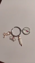 Estetoscopio de jeringa médica para enfermera, imagen creativa de llaveros de cristal en cabujón y cúpula de cristal, colgante de llavero, regalo, nueva moda