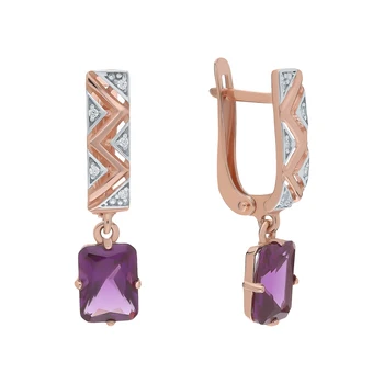 

Silver earrings with amethyst and cubic zirconia sunlight sample 925