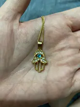 1PC turco de mal de ojo mano COLLAR COLGANTE Hamsa para mujer joyería de Color hueco clavícula cadenas de enlace