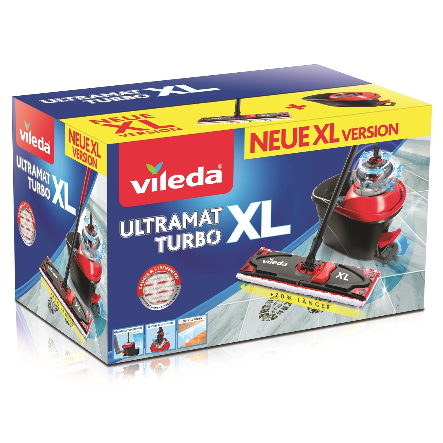  Vileda Ultramat Turbo XL Complete Box Floor mop, Set, Red :  Everything Else