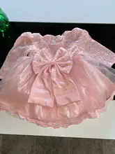 Vestido de encaje blanco para niña, Vestido de princesa con lazo, para fiesta de boda, 1 año de cumpleaños